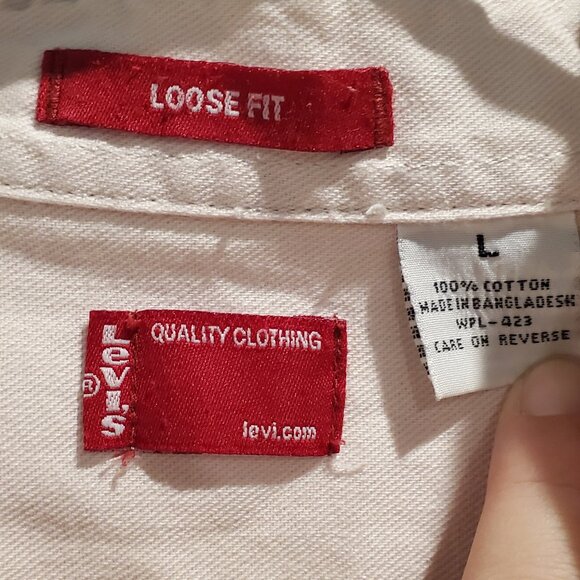 Levi's Off White Loose Fit 100% cotton men's shirt-Sz Large - Picture 3 of 8